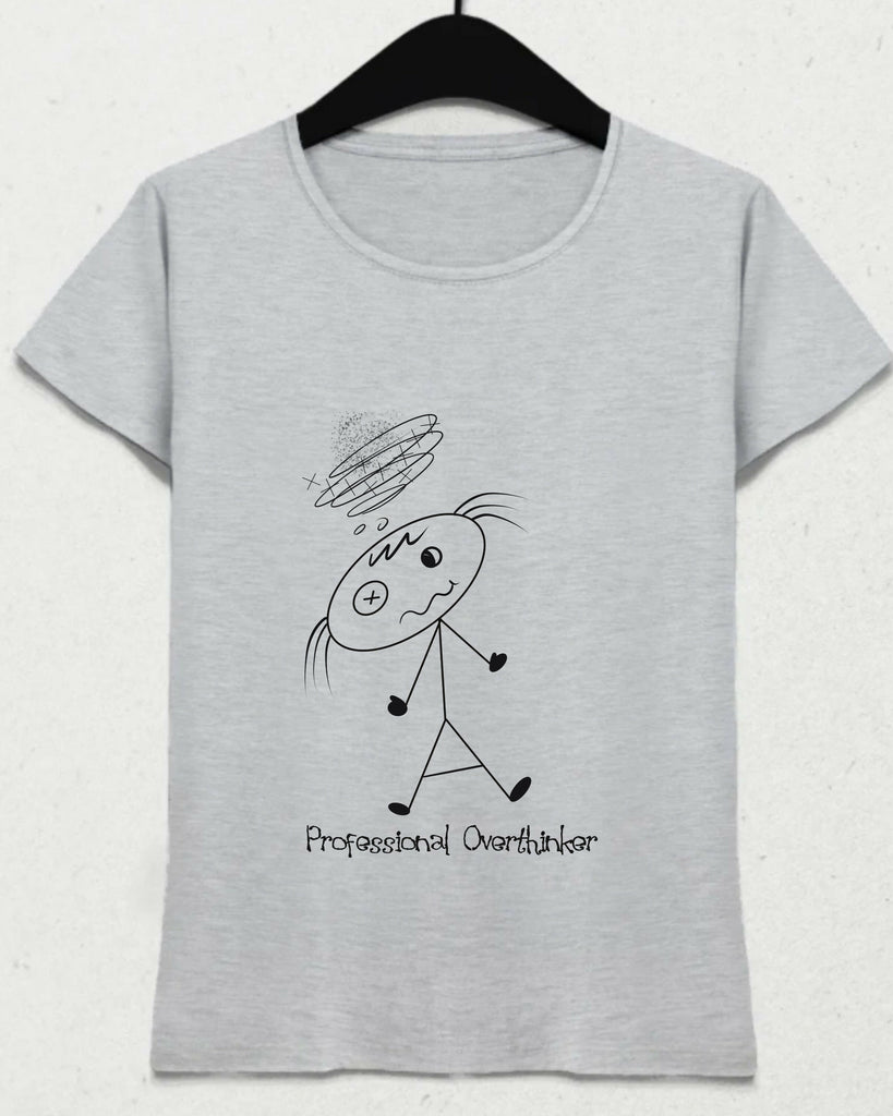 Professional Overthinker Kadın Gri Tişört