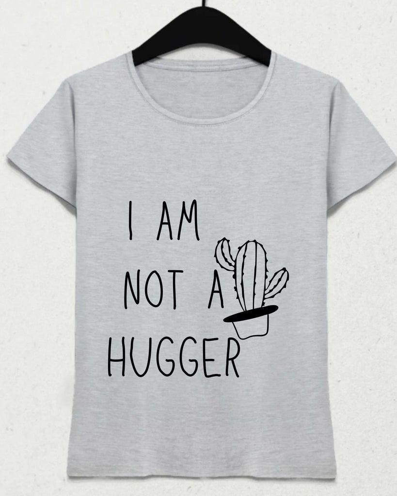 I am Not a Hugger Gri Tişört