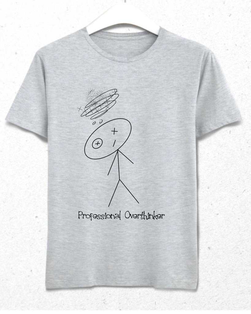 Professional Overthinker Erkek Gri Tişört
