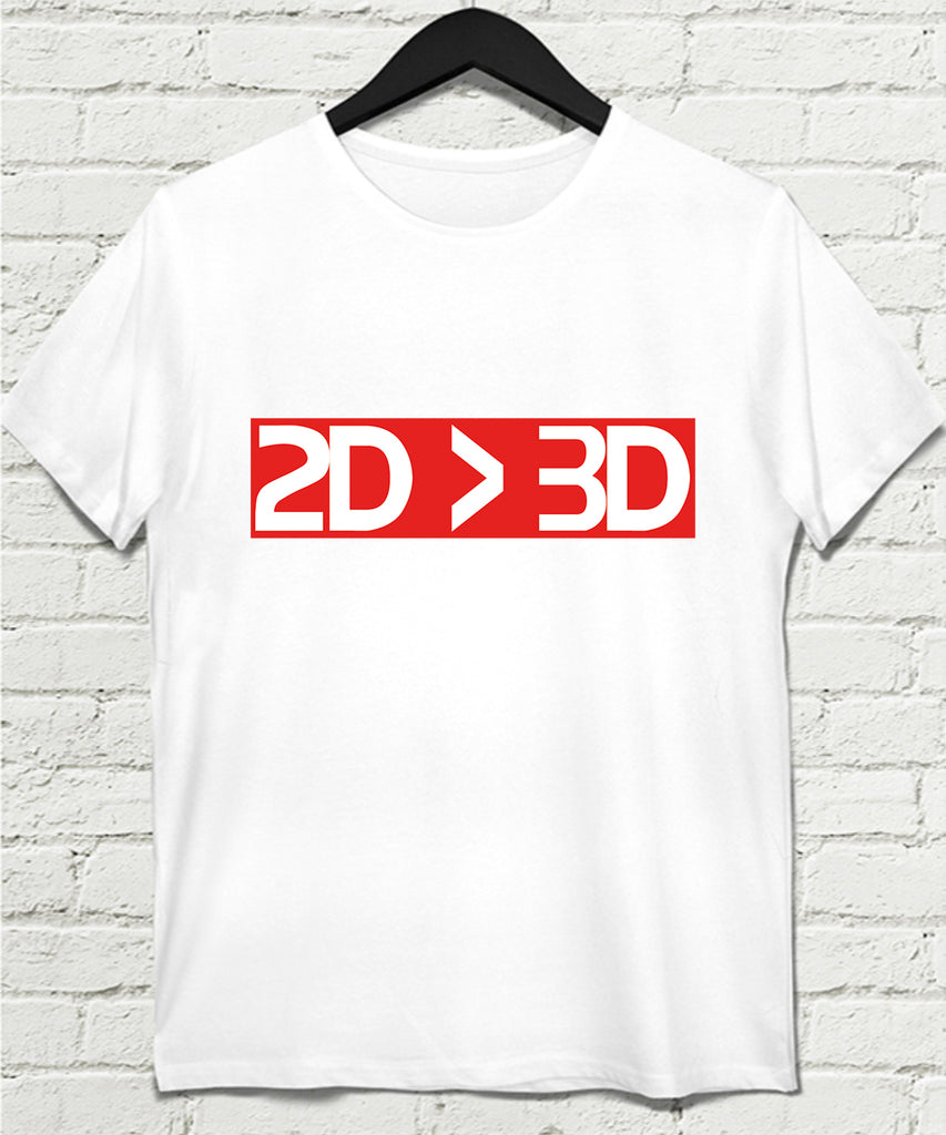 2D-3D Beyaz Erkek Tshirt - basmatik.com