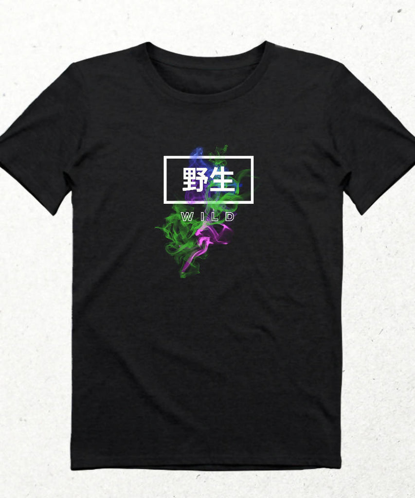 Wild Japonca Yazılı Kanji Tişört - basmatik.com
