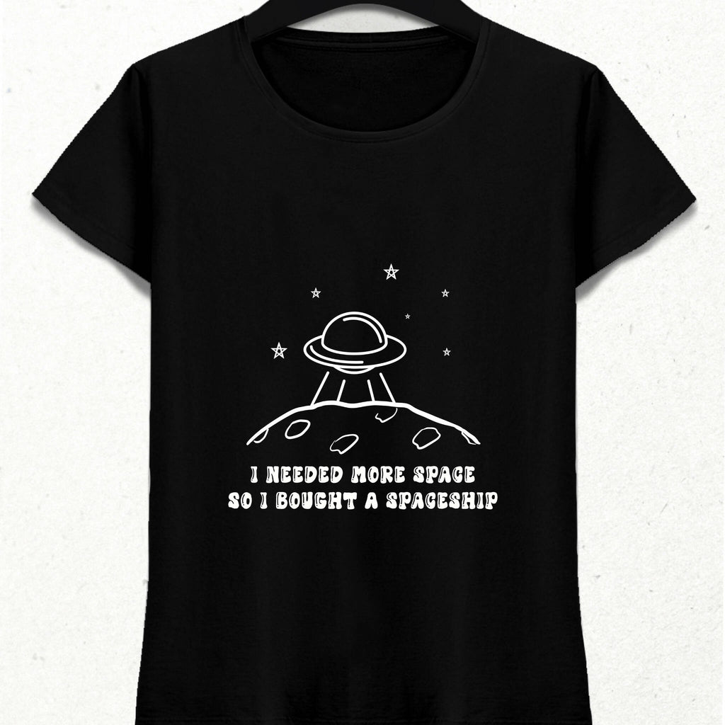Spaceship Themed Slogan T-Shirt