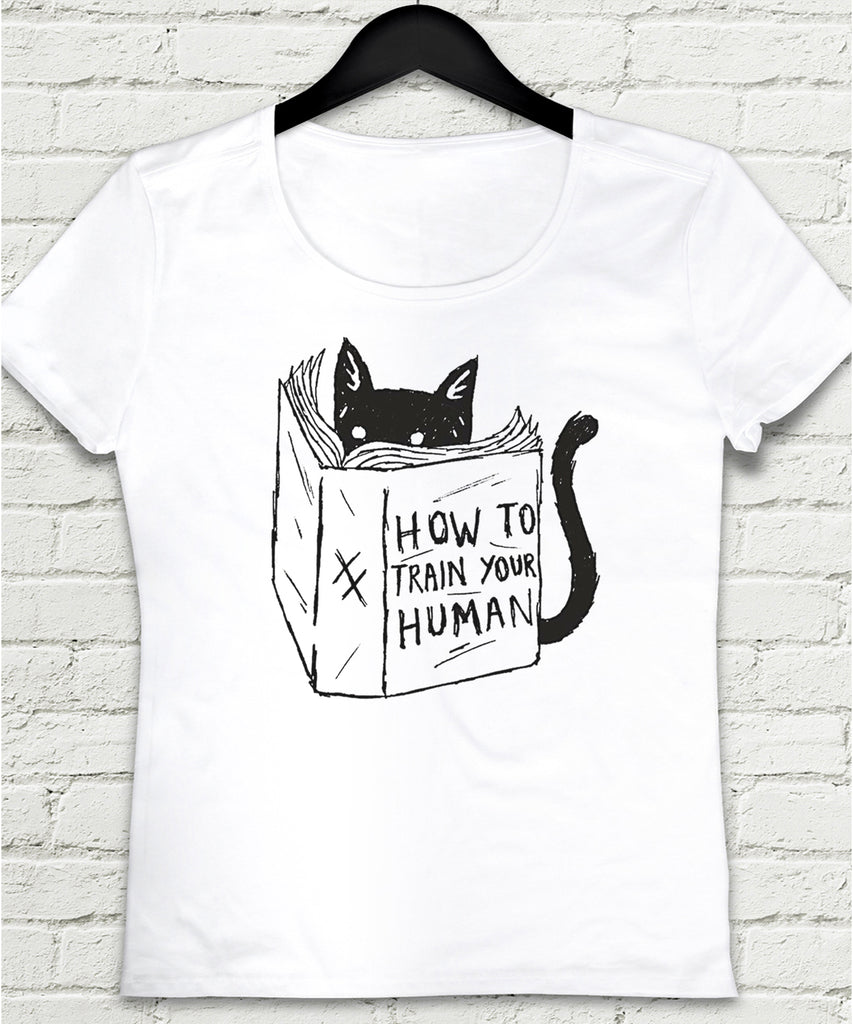 Akılı Kedi Beyaz Tişört - basmatik.com