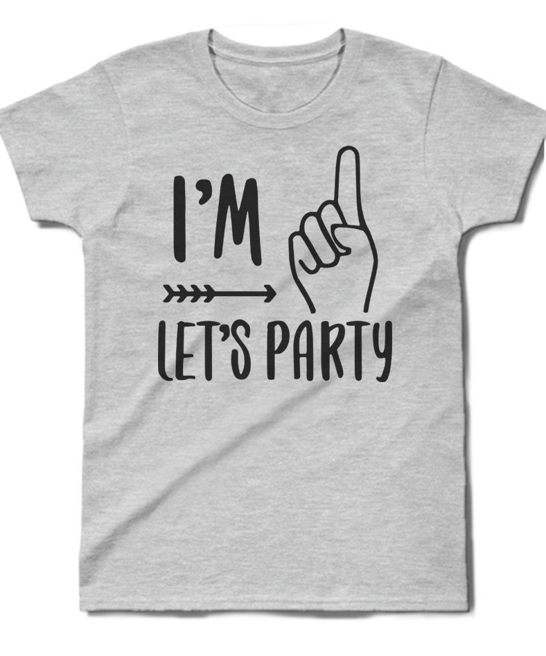 I'm lets party doğum günü çocuk gri tişört - basmatik.com