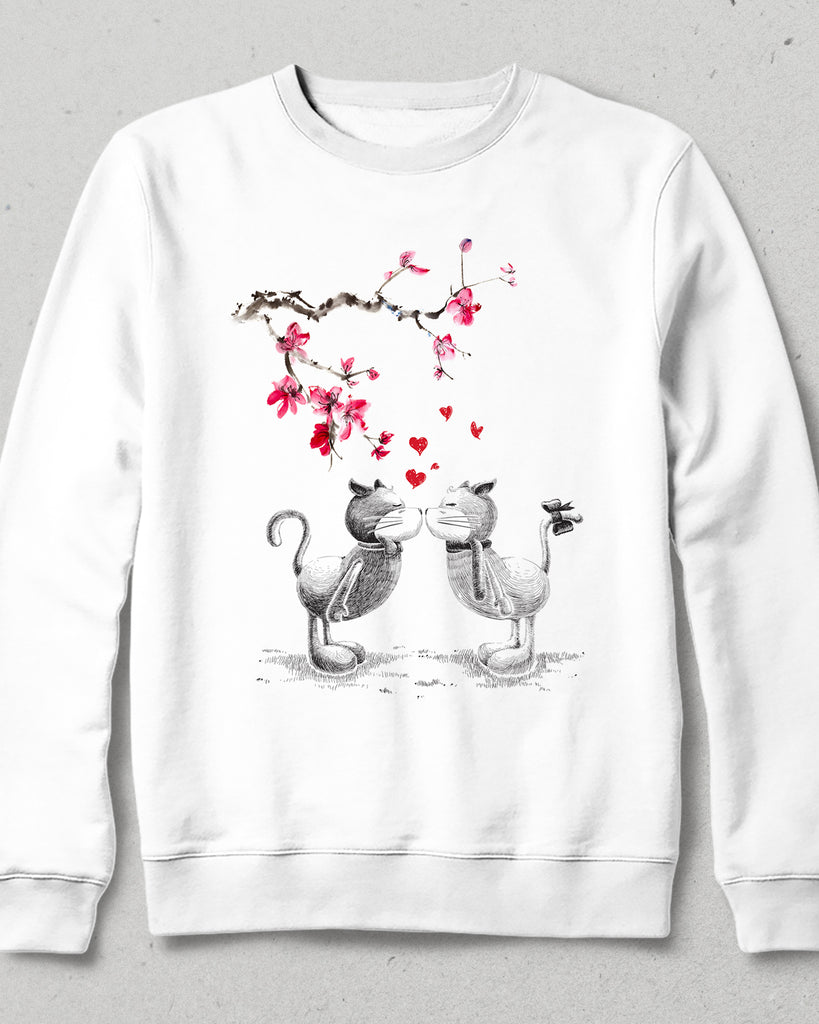 Love cats beyaz sweatshirt - basmatik.com