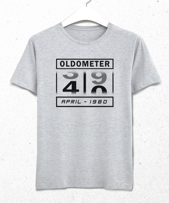 Oldometer doğum günü gri tişört - basmatik.com