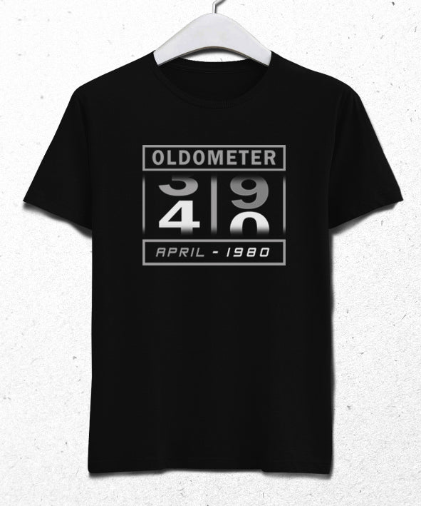 Oldometer doğum günü siyah tişört - basmatik.com