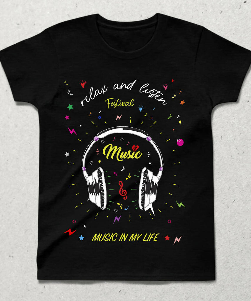 Relax and Listen Bisiklet yaka Kısa Kollu Tişört