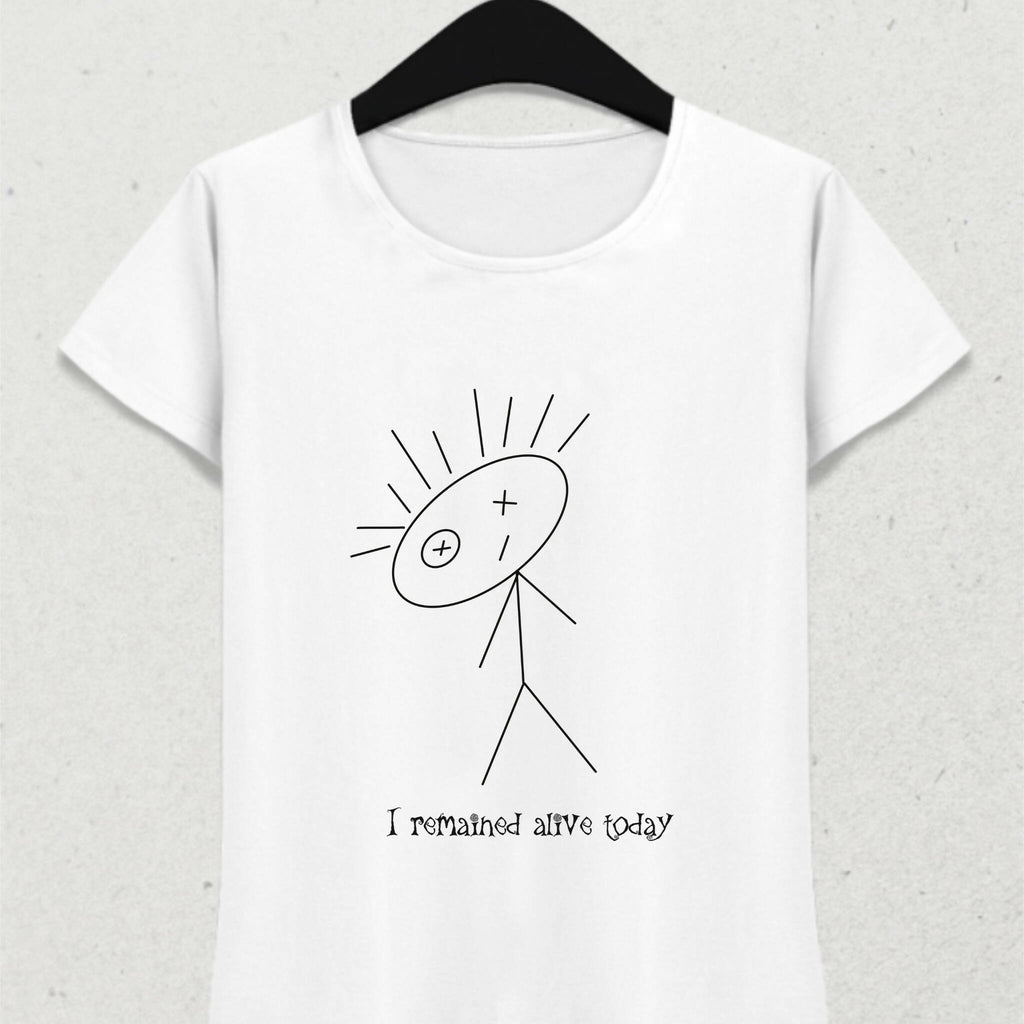 I Survived Today Too Stickman Slogan T-Shirt