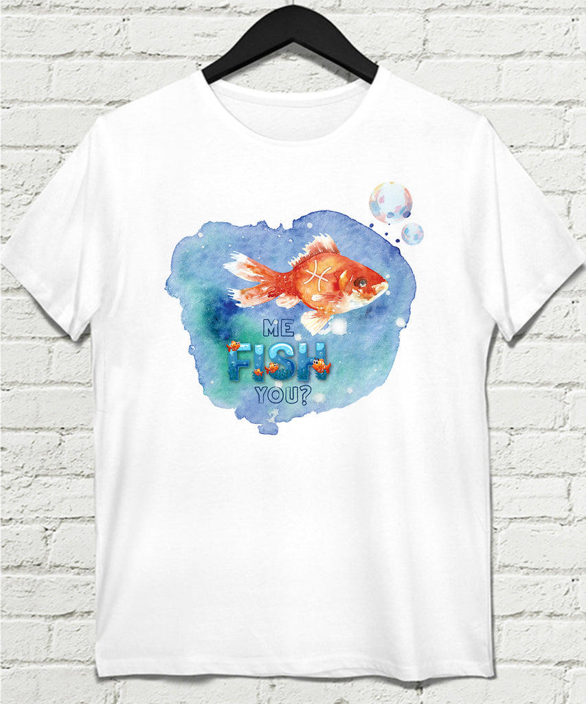 Fish Beyaz Tişört - basmatik.com