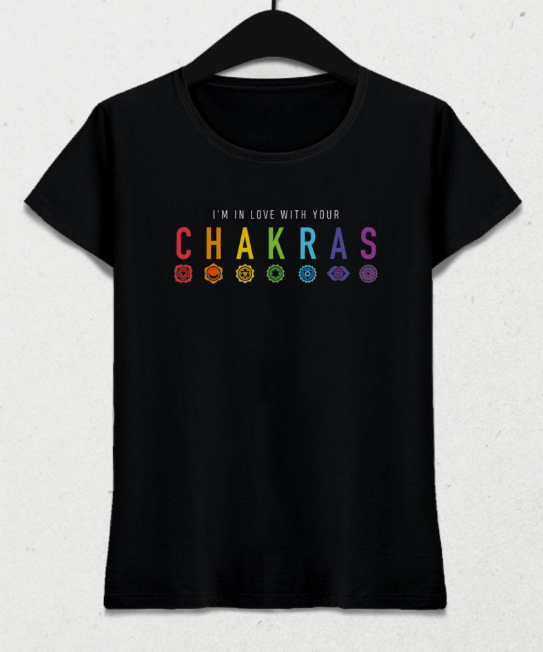 chakras yoga siyah tişört - basmatik.com