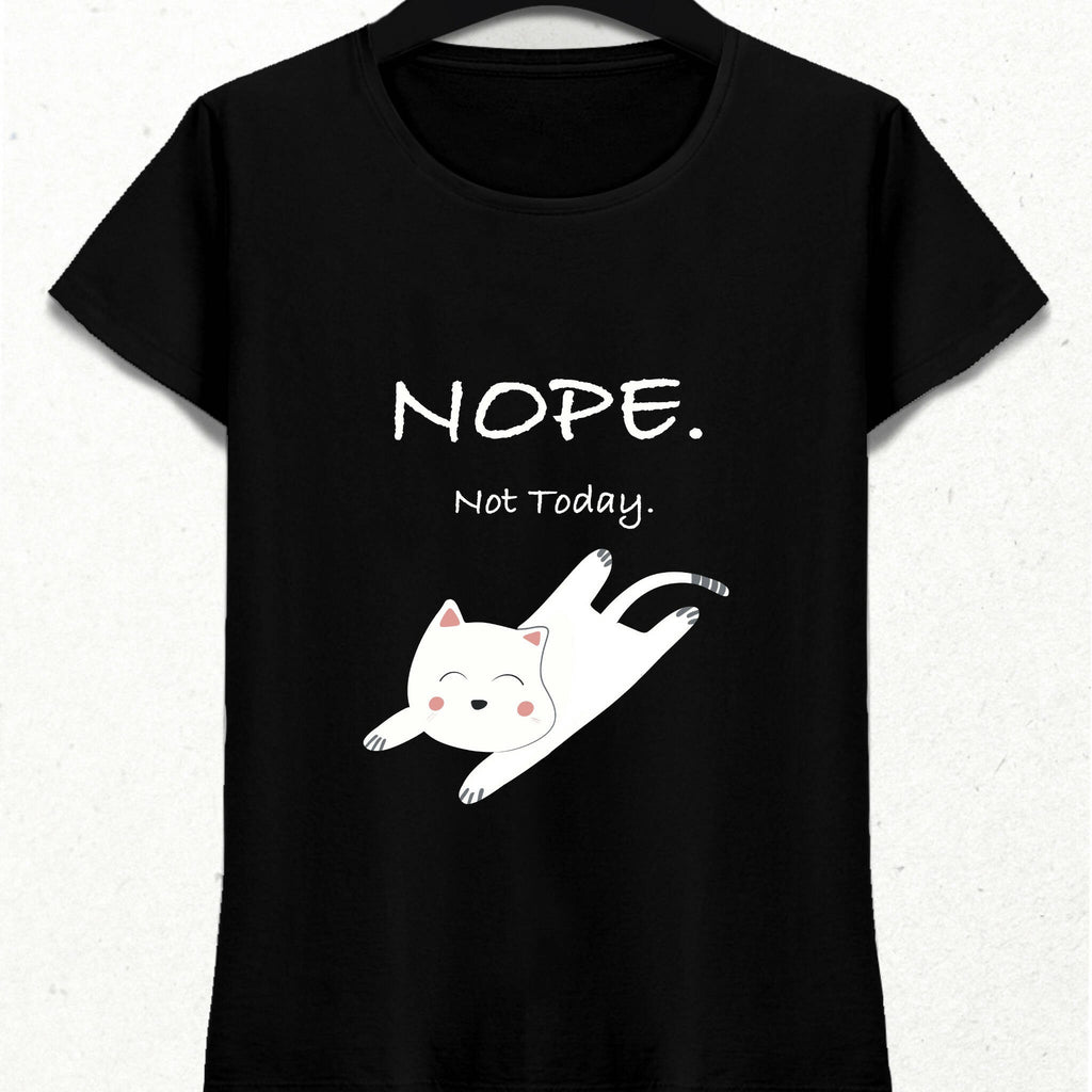 Not Today Lazy Cat Slogan T-Shirt