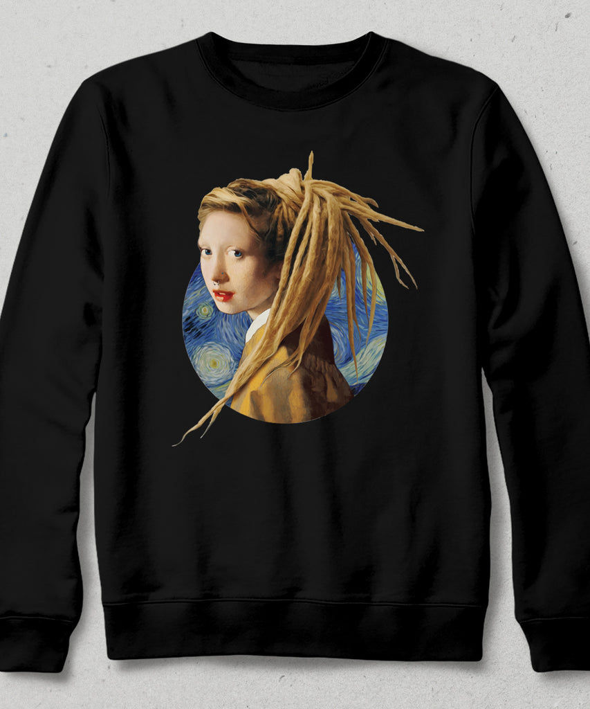 Rasta Saçlı Kız Siyah Sweatshirt - basmatik.com