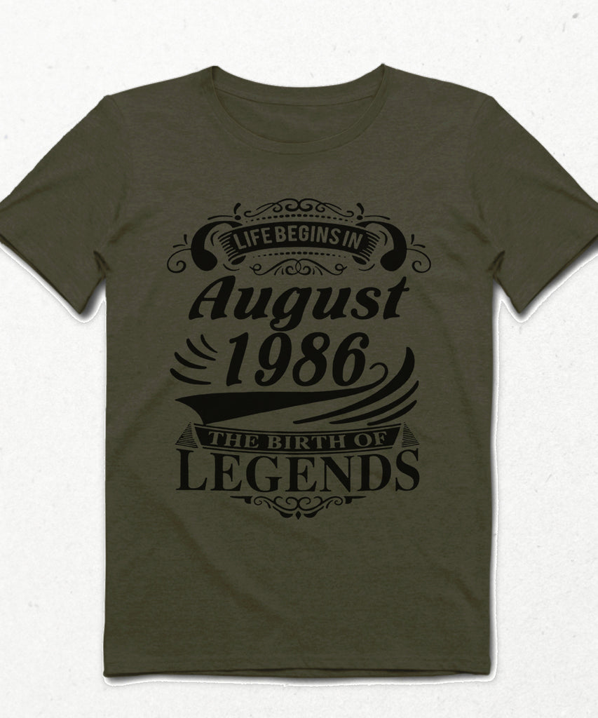 Life Begins haki doğum günü tişört - basmatik.com