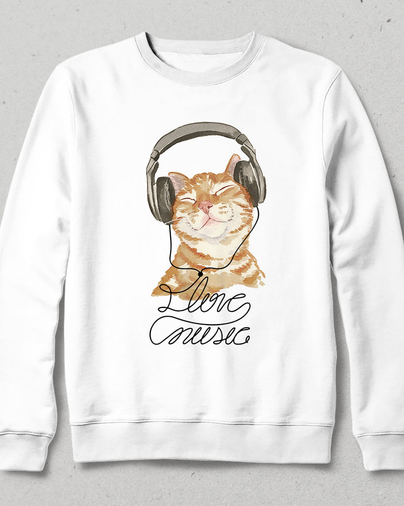 Love music beyaz sweatshirt - basmatik.com