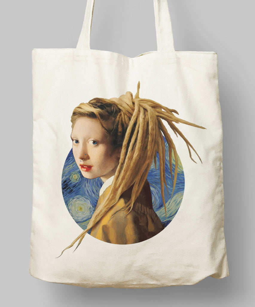 Rasta Saçlı Kız Bez Çanta - basmatik.com