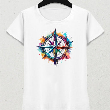 Renkli Pusula Kadın Tişört