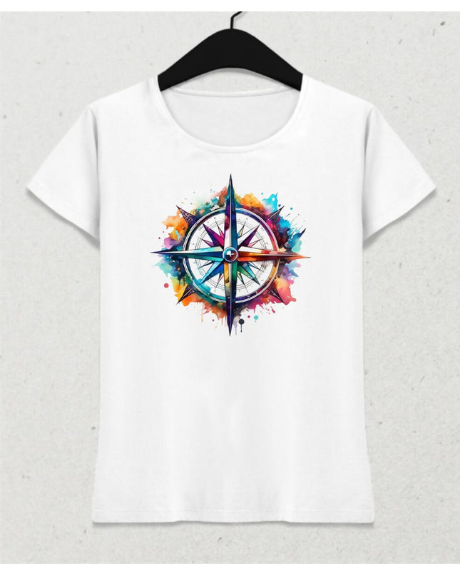 Renkli Pusula Kadın Tişört