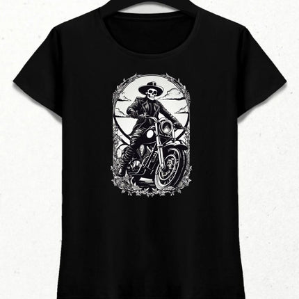 Motosikletli iskelet Kadın Tişört