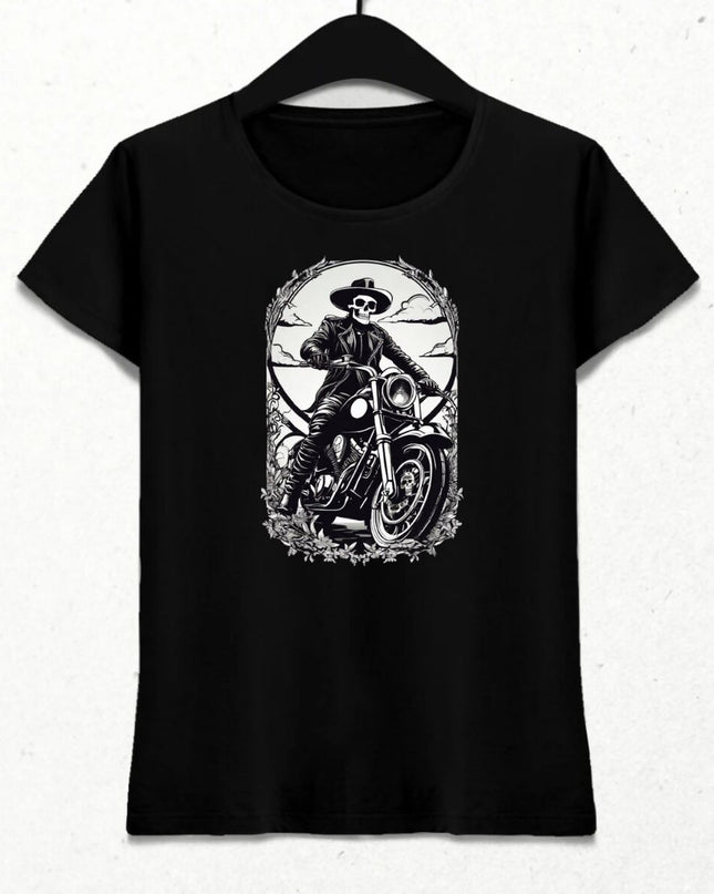 Motosikletli iskelet Kadın Tişört