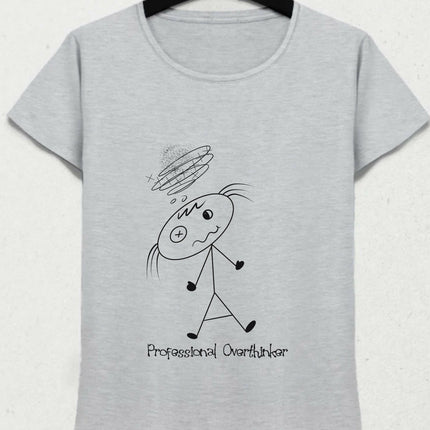 Professional Overthinker Kadın Gri Tişört