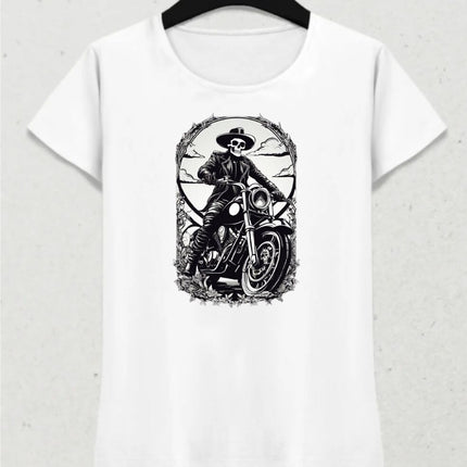 Motosikletli iskelet Kadın Tişört
