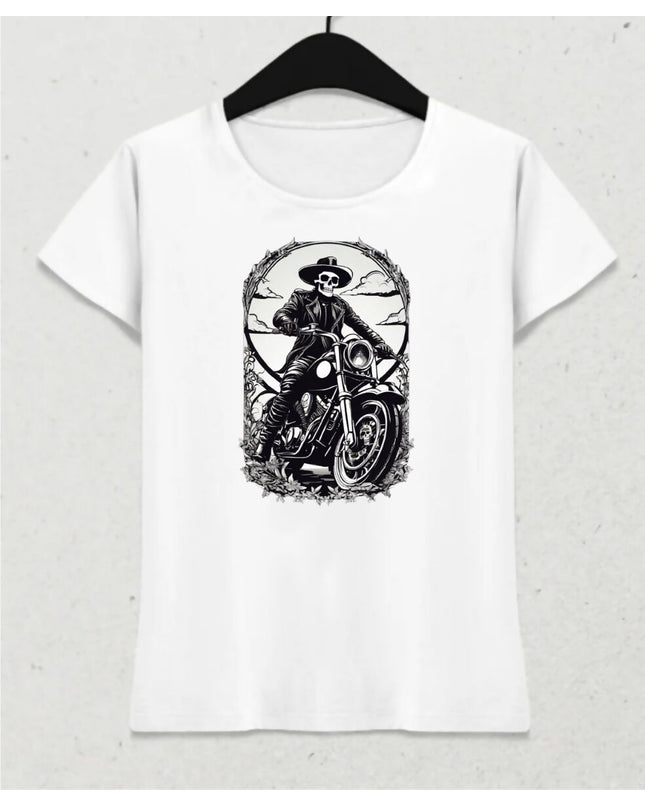 Motosikletli iskelet Kadın Tişört