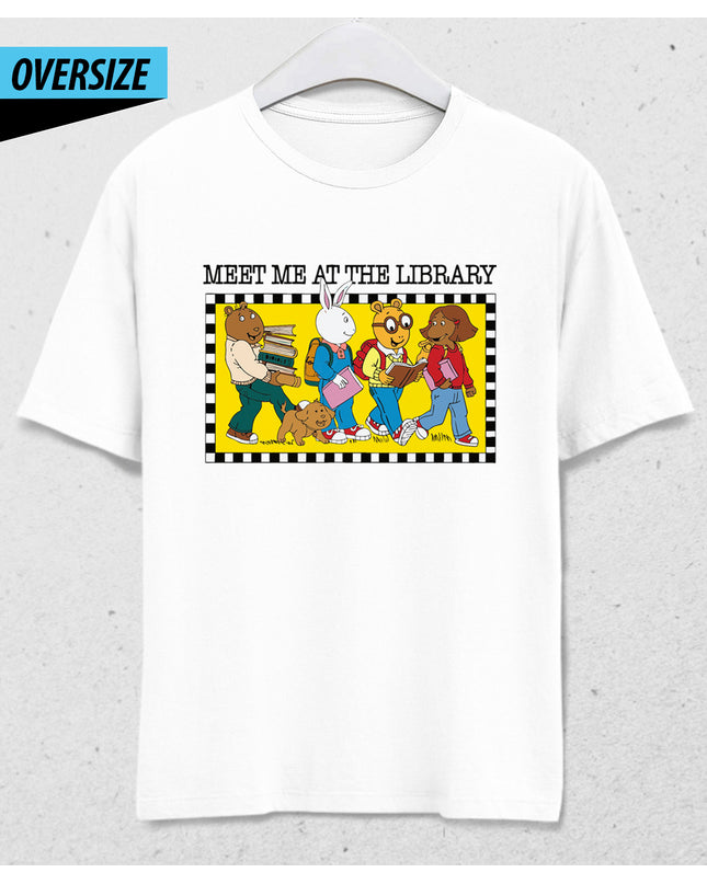 Arthur and friends ön-arka baskılı oversize tişört