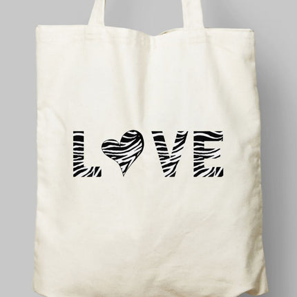 Zebra Desenli Love Bez Çanta