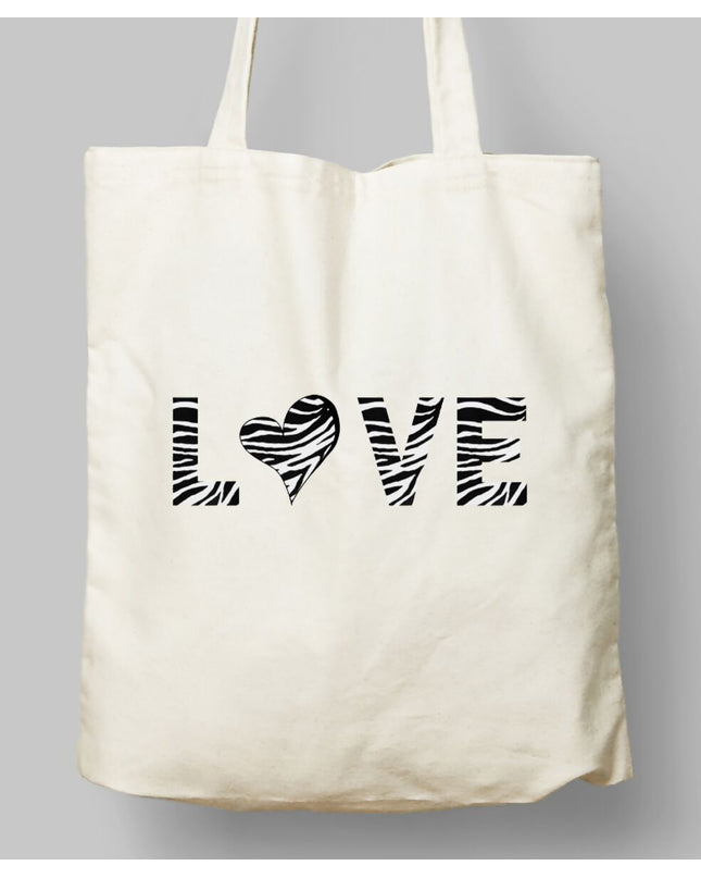 Zebra Desenli Love Bez Çanta