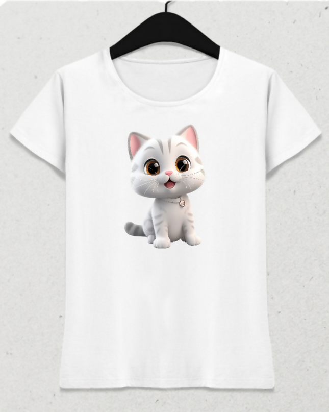 Cute White Cat Elegance - Women's T-Shirt