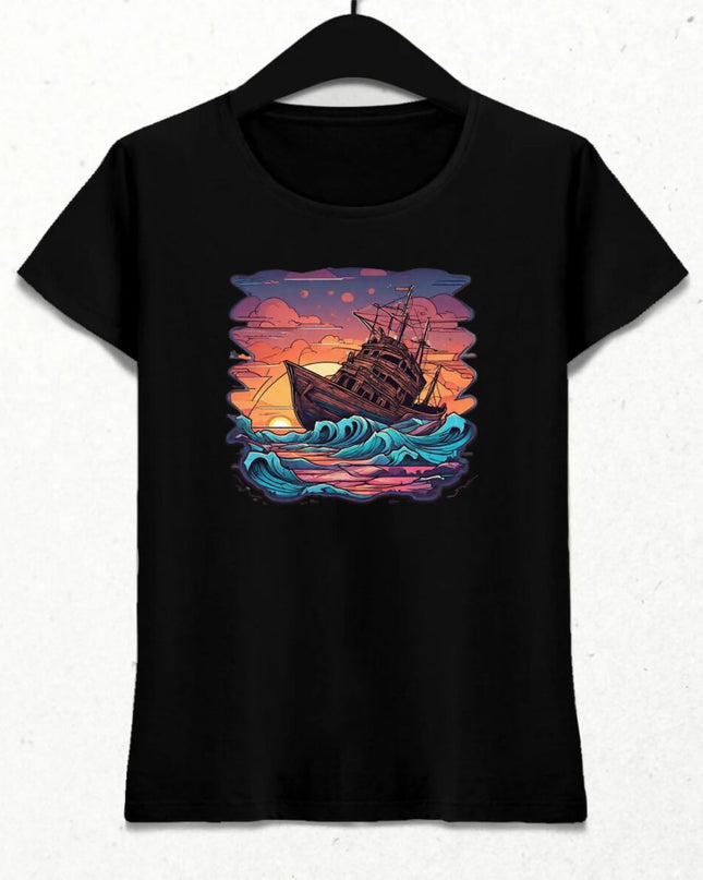 Gün Batımında Tekne Tişört