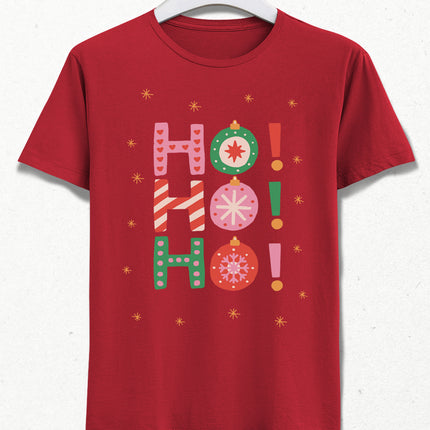 Ho Ho Ho slimfit kırmızı tişört - basmatik.com