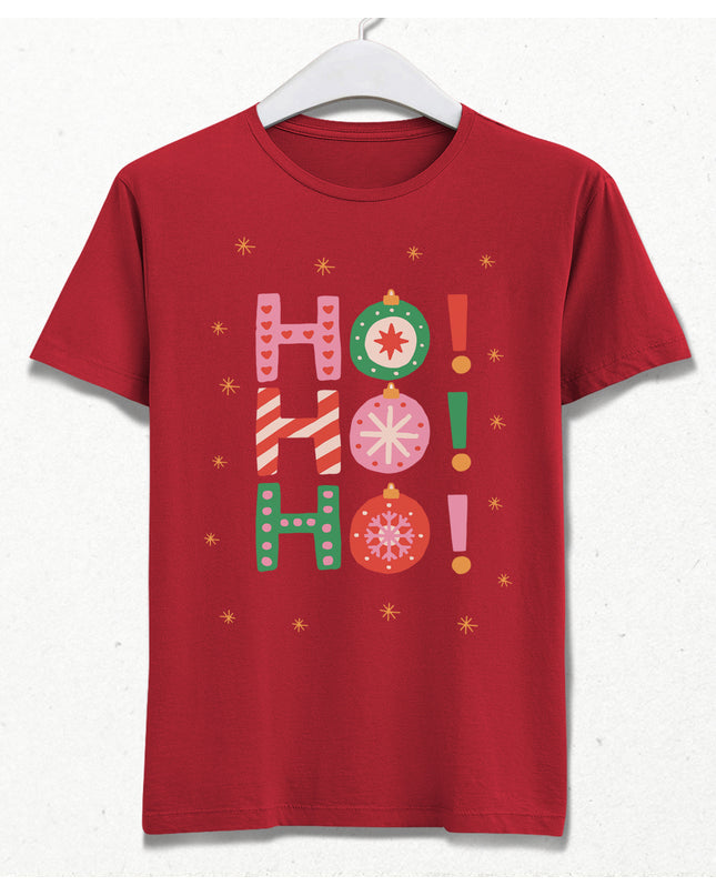 Ho Ho Ho slimfit kırmızı tişört - basmatik.com