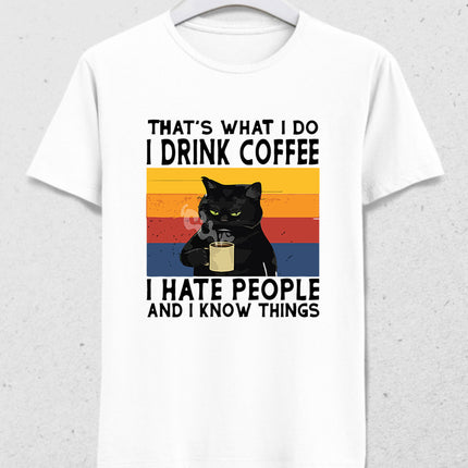 I Drink Coffee Cat tişört - basmatik.com