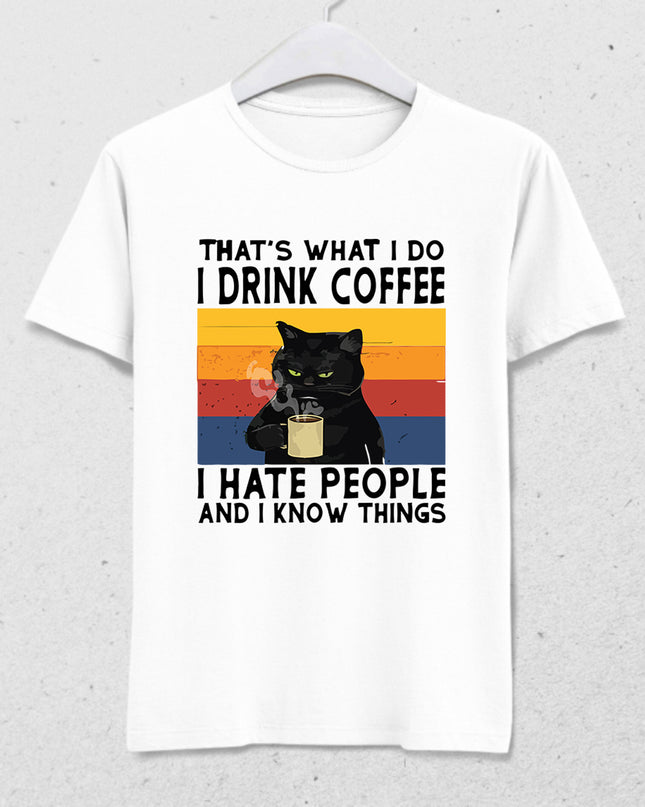 I Drink Coffee Cat tişört - basmatik.com