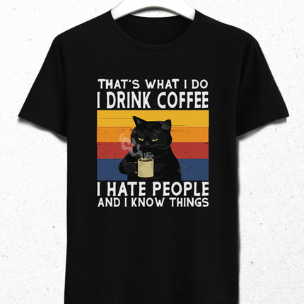 I Drink Coffee Cat tişört - basmatik.com