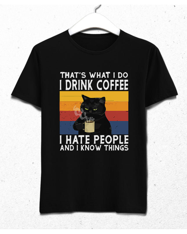 I Drink Coffee Cat tişört - basmatik.com