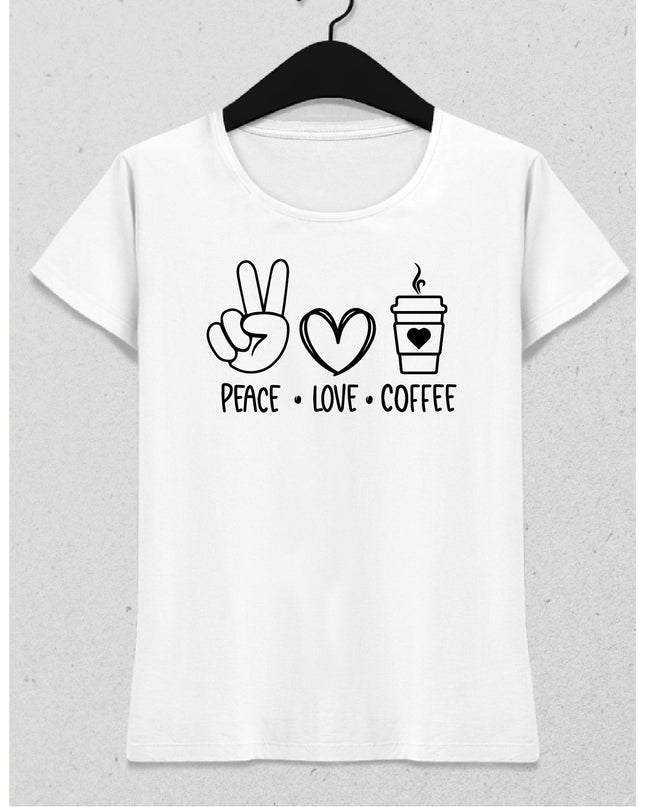 Peace love coffee kadın tişört