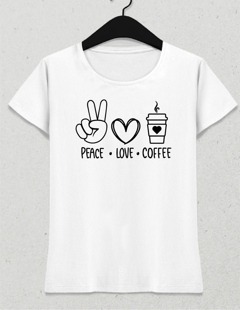 Peace love coffee kadın tişört