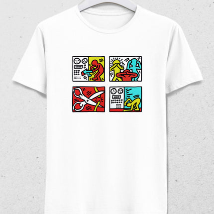 Keith Haring's Pop Shop Quad siyah tişört - basmatik.com