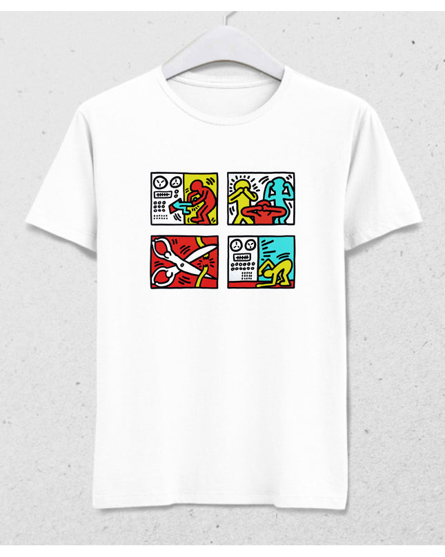 Keith Haring's Pop Shop Quad siyah tişört - basmatik.com
