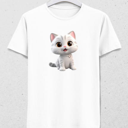 Sevimli Beyaz Kedi Zarafeti - Erkek Tişört