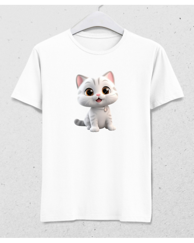 Sevimli Beyaz Kedi Zarafeti - Erkek Tişört