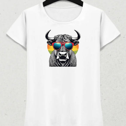 Gözlüklü Boğa Kadın Tişört