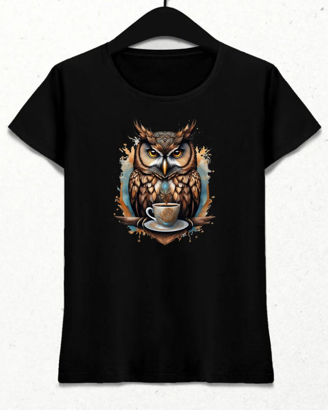 Kahve Seven Baykuş Kadın Tişört