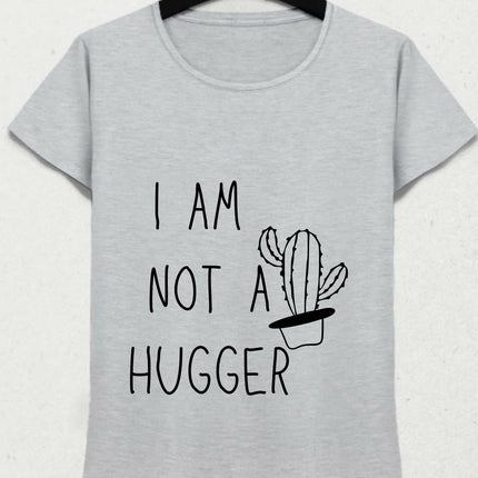 I am Not a Hugger Gri Tişört