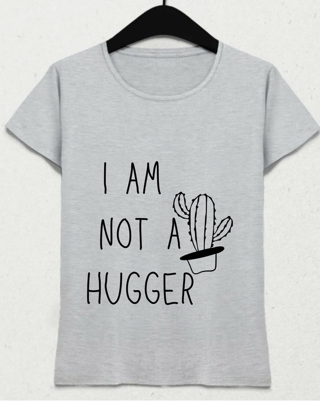 I am Not a Hugger Gri Tişört