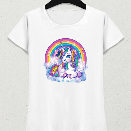 Unicorn Boynuzlu At Kadın Tişört