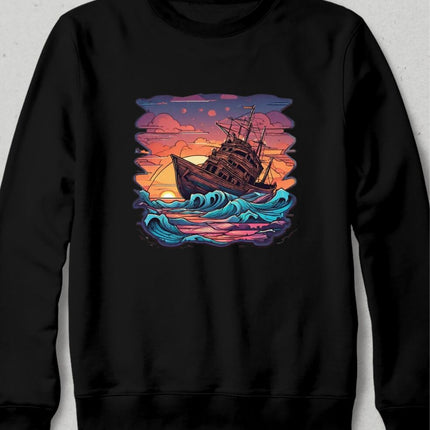 Gün Batımında Tekne Unisex Sweatshirt